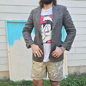 Vintage Hardwick Sport Coat Blazer 1980s Made USA Wool Tweed 19x30" 38R 40S‎ VTG